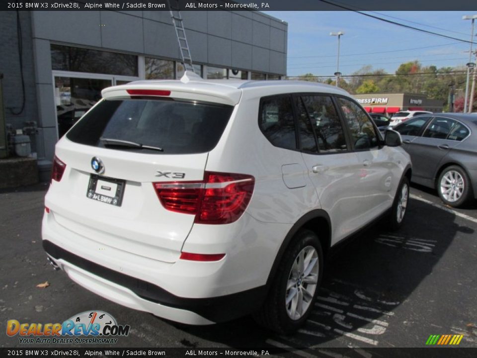 2015 BMW X3 xDrive28i Alpine White / Saddle Brown Photo #6