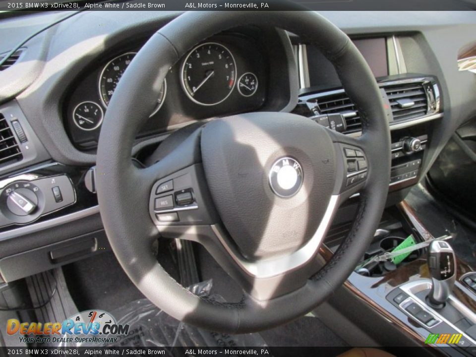 2015 BMW X3 xDrive28i Alpine White / Saddle Brown Photo #15