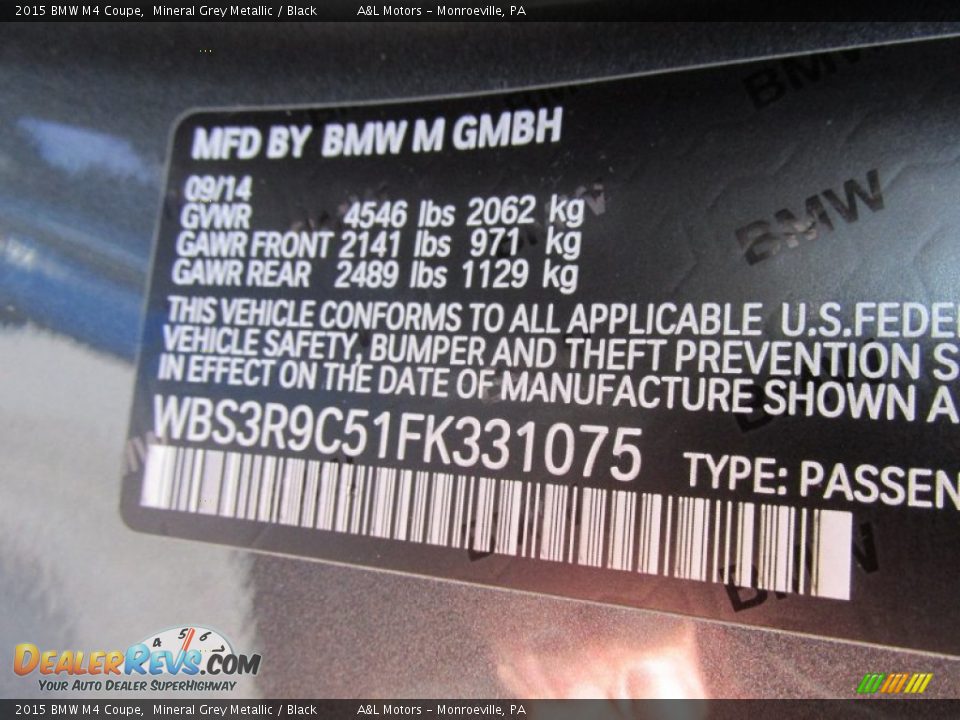 2015 BMW M4 Coupe Mineral Grey Metallic / Black Photo #19