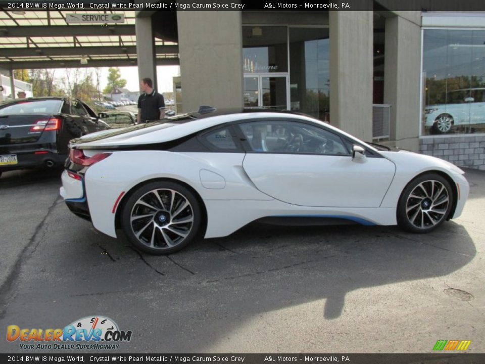 2014 BMW i8 Mega World Crystal White Pearl Metallic / Mega Carum Spice Grey Photo #7