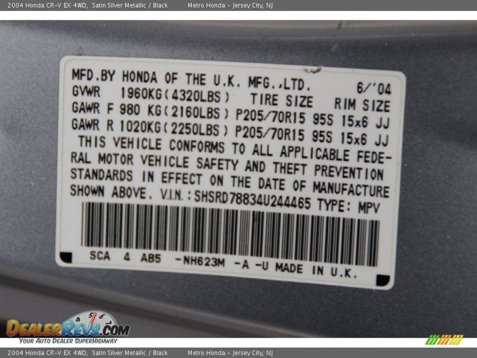 2004 Honda CR-V EX 4WD Satin Silver Metallic / Black Photo #31