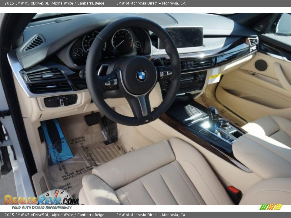 2015 BMW X5 xDrive50i Alpine White / Canberra Beige Photo #6
