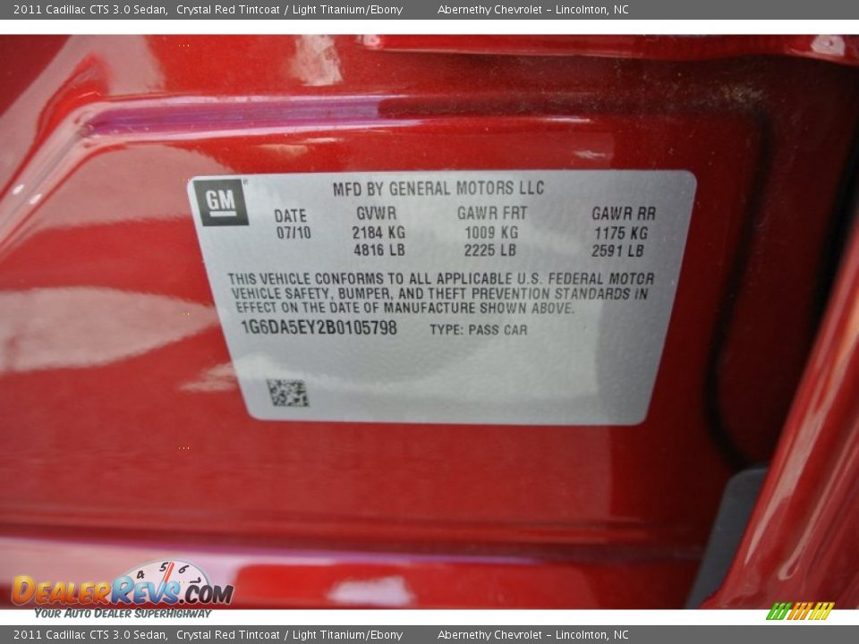 2011 Cadillac CTS 3.0 Sedan Crystal Red Tintcoat / Light Titanium/Ebony Photo #7