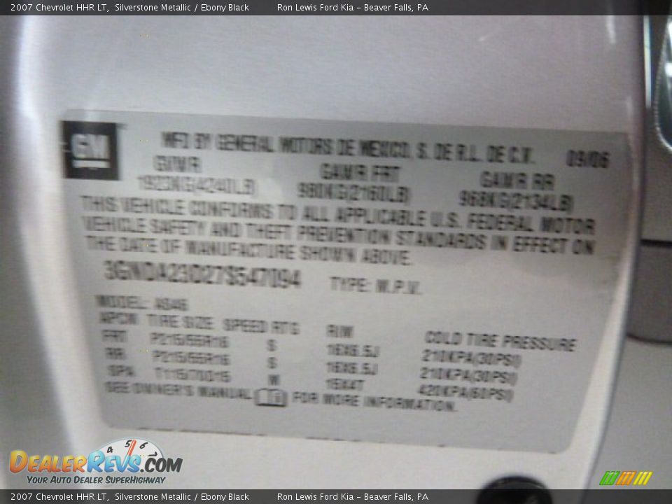 2007 Chevrolet HHR LT Silverstone Metallic / Ebony Black Photo #20