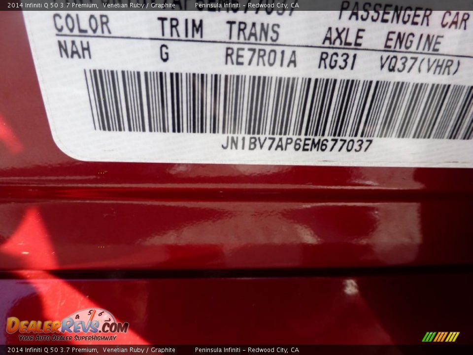 2014 Infiniti Q 50 3.7 Premium Venetian Ruby / Graphite Photo #17