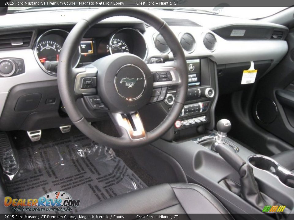 Ebony Interior - 2015 Ford Mustang GT Premium Coupe Photo #12