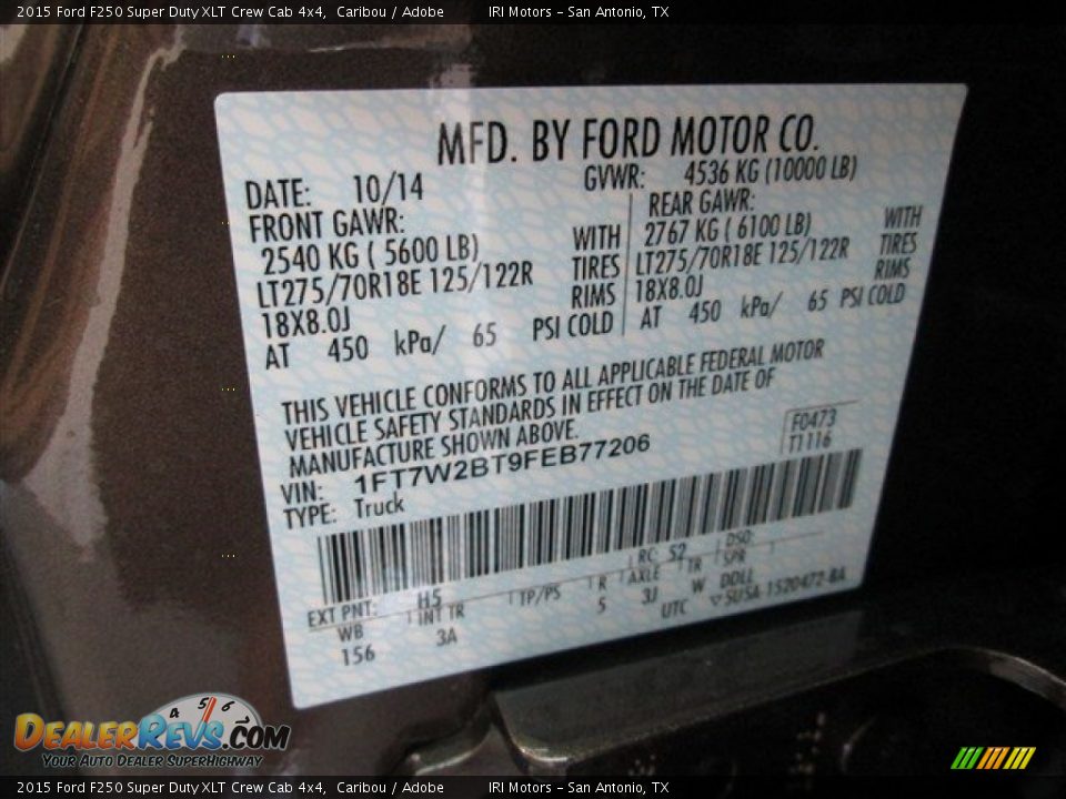 2015 Ford F250 Super Duty XLT Crew Cab 4x4 Caribou / Adobe Photo #15