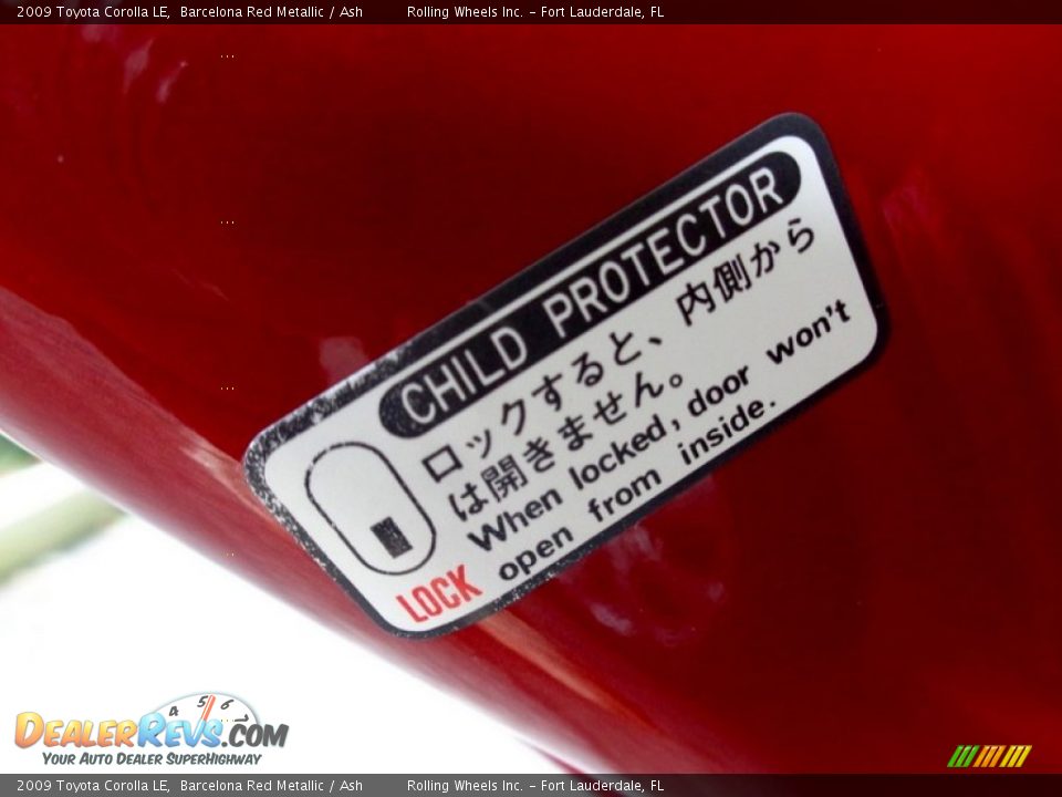 2009 Toyota Corolla LE Barcelona Red Metallic / Ash Photo #16
