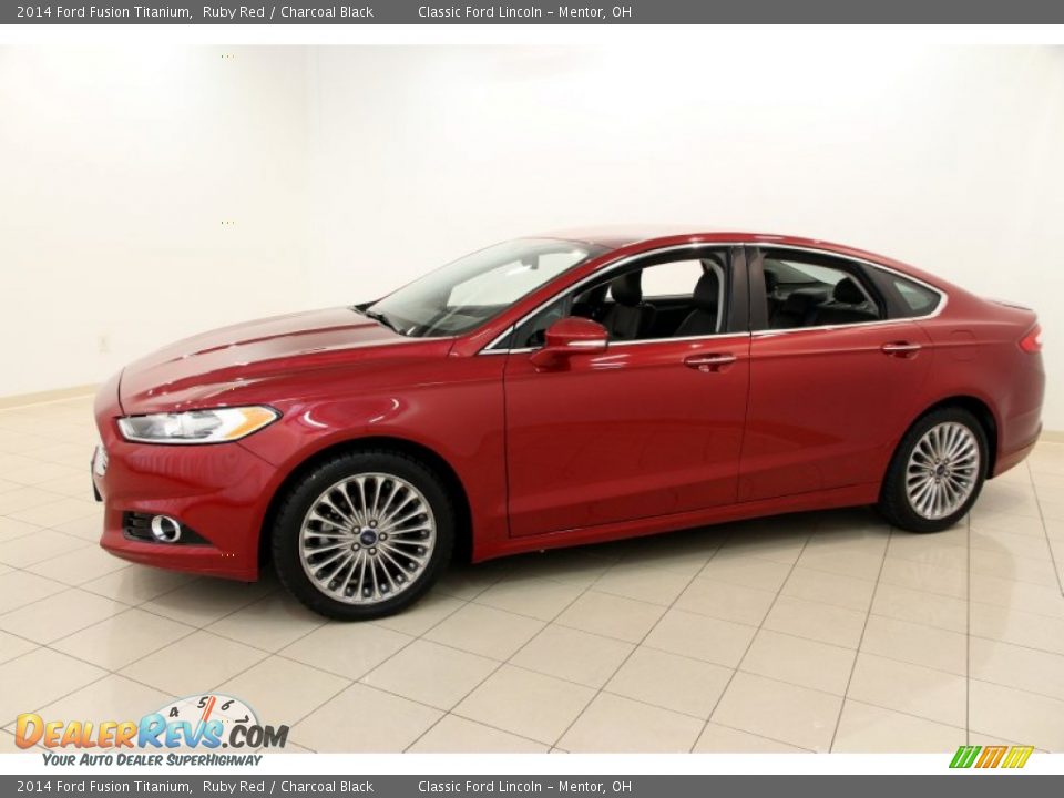 2014 Ford Fusion Titanium Ruby Red / Charcoal Black Photo #3