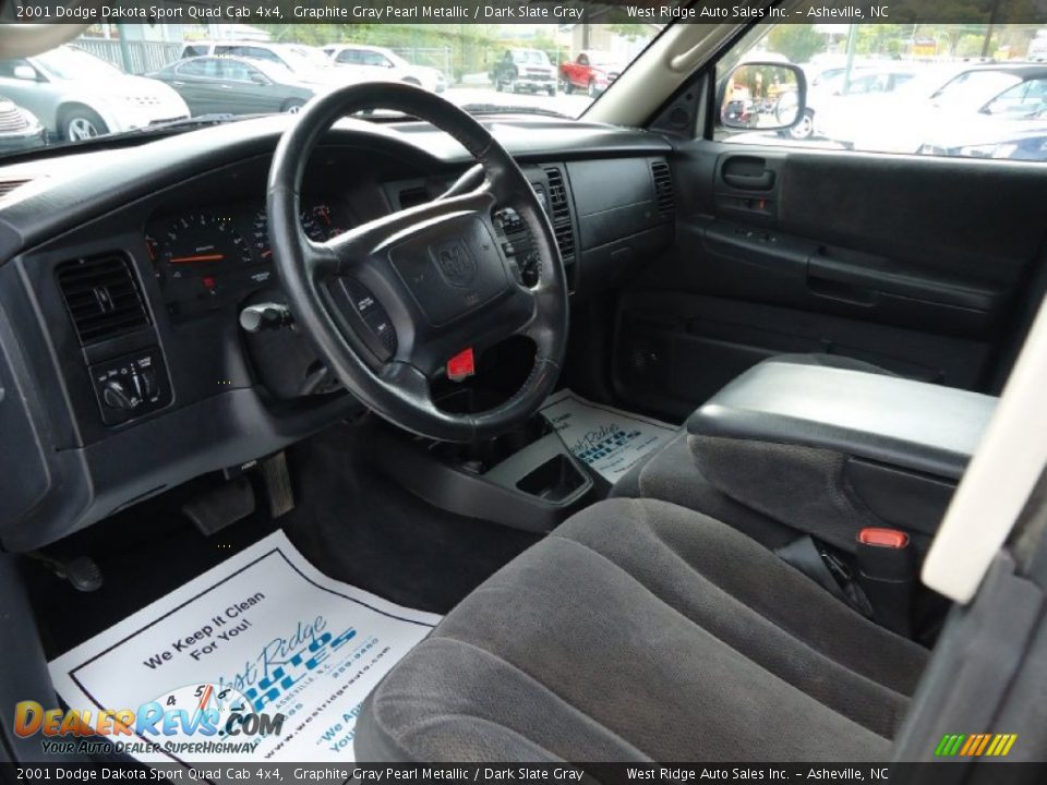 2001 Dodge Dakota Sport Quad Cab 4x4 Graphite Gray Pearl Metallic / Dark Slate Gray Photo #12