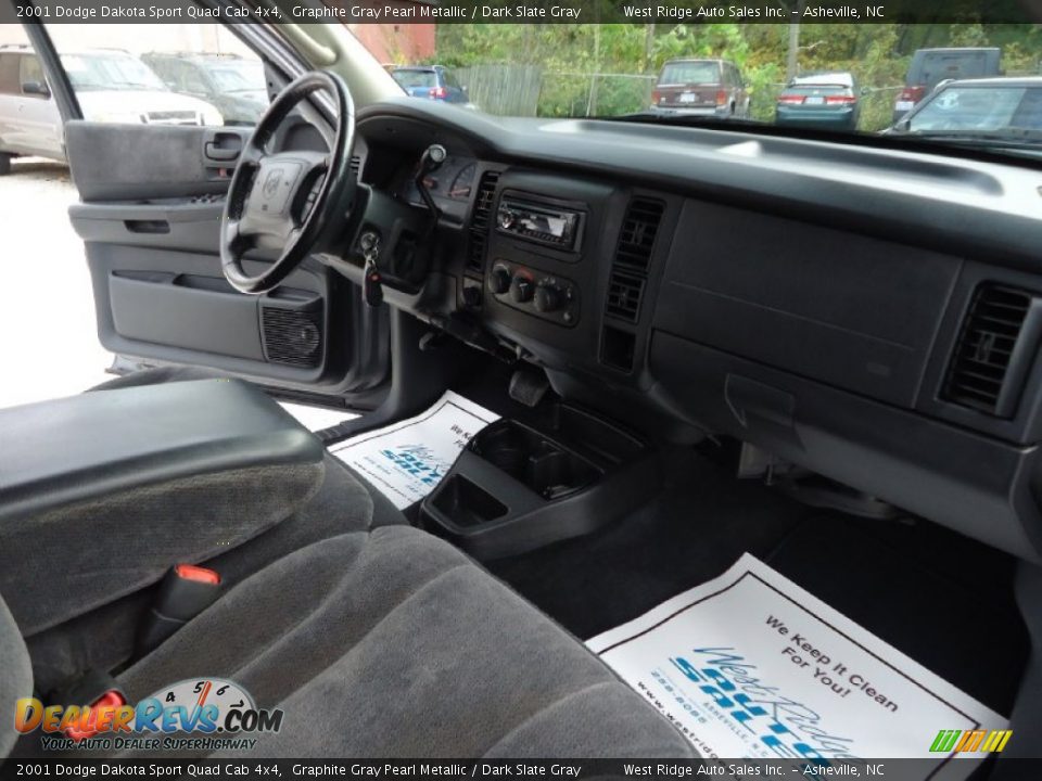 2001 Dodge Dakota Sport Quad Cab 4x4 Graphite Gray Pearl Metallic / Dark Slate Gray Photo #27