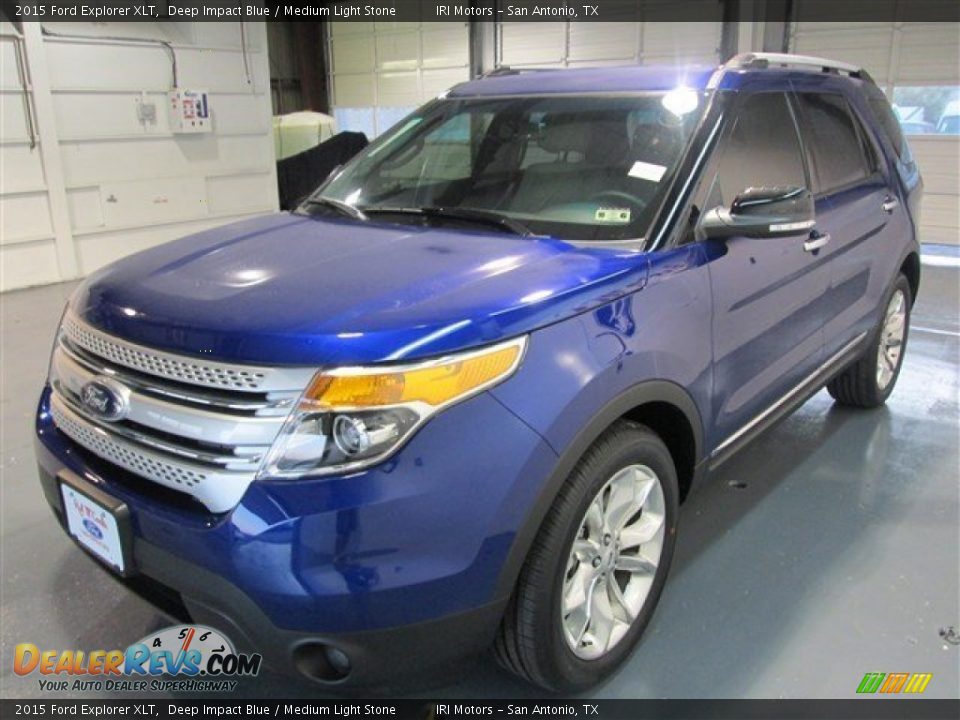 2015 Ford Explorer XLT Deep Impact Blue / Medium Light Stone Photo #3