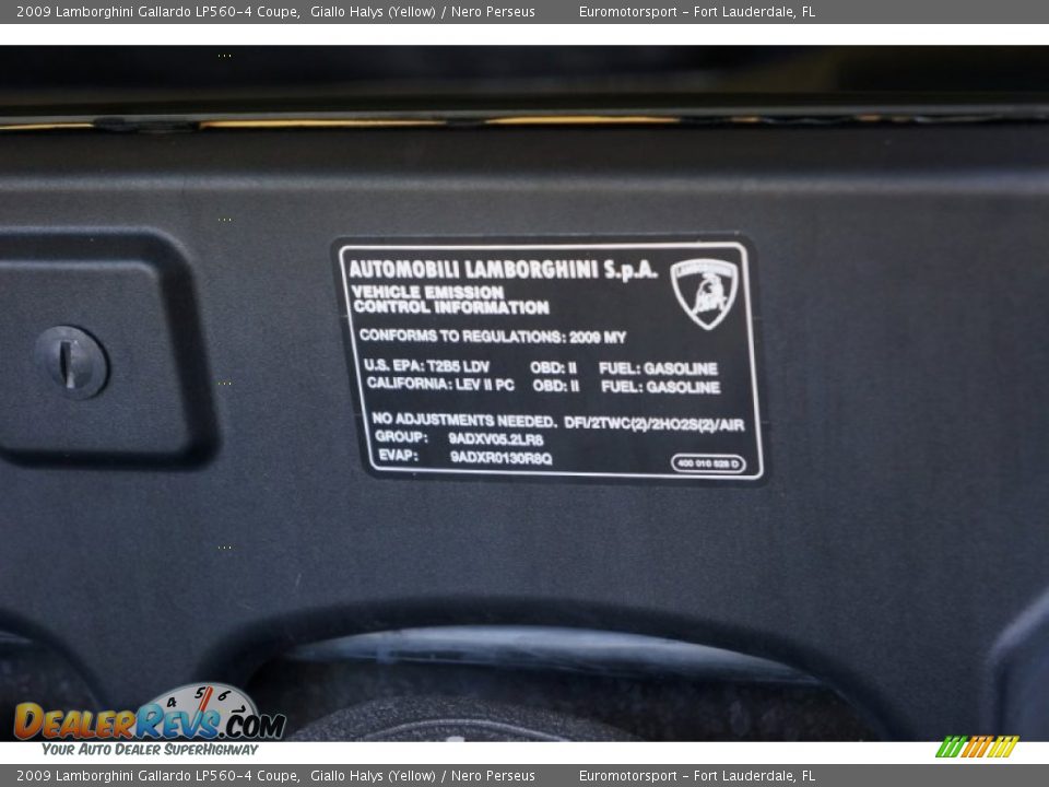 2009 Lamborghini Gallardo LP560-4 Coupe Giallo Halys (Yellow) / Nero Perseus Photo #83