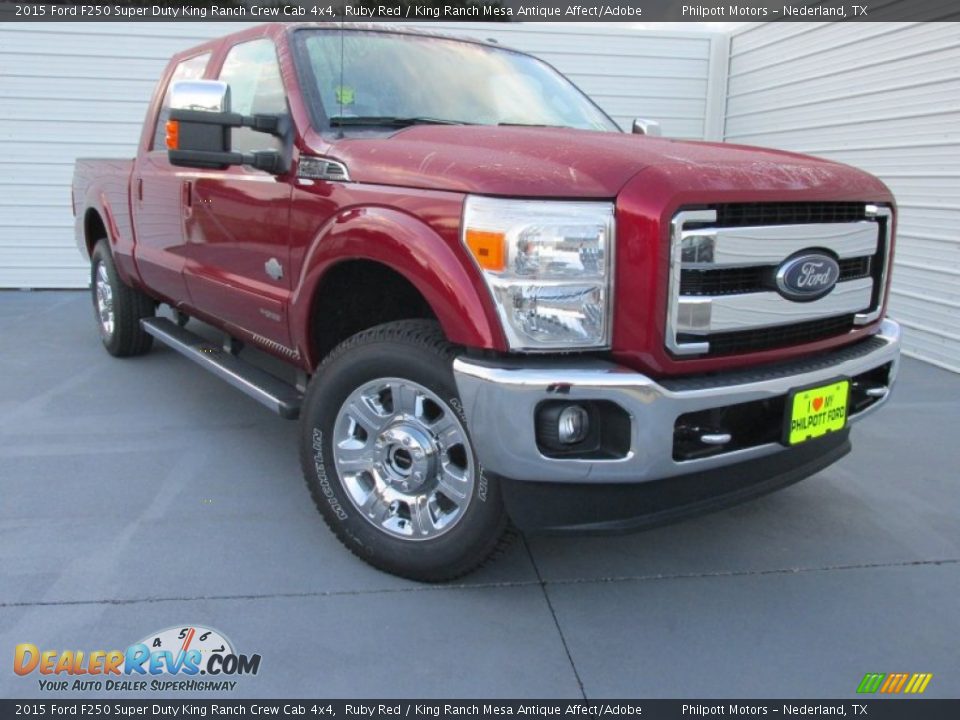 2015 Ford F250 Super Duty King Ranch Crew Cab 4x4 Ruby Red / King Ranch Mesa Antique Affect/Adobe Photo #2