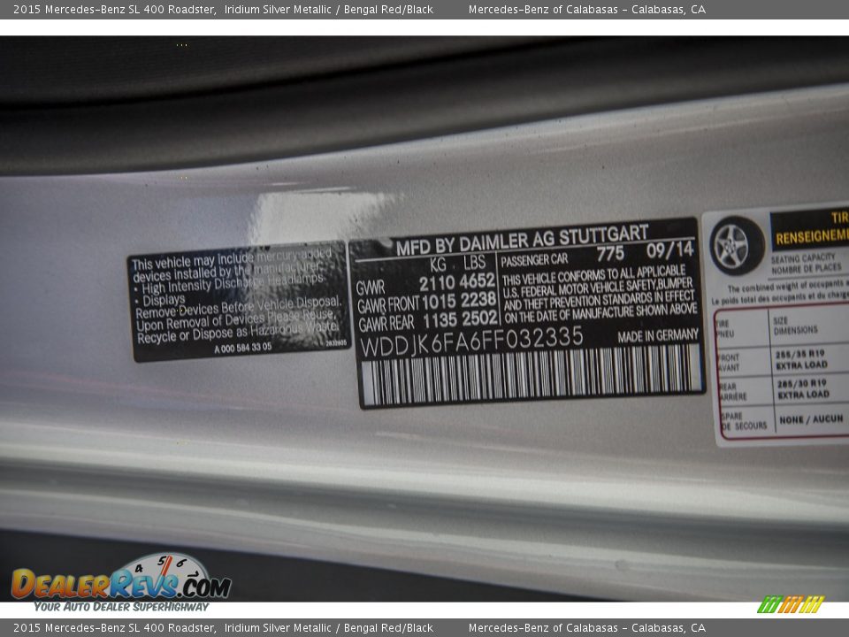 2015 Mercedes-Benz SL 400 Roadster Iridium Silver Metallic / Bengal Red/Black Photo #7