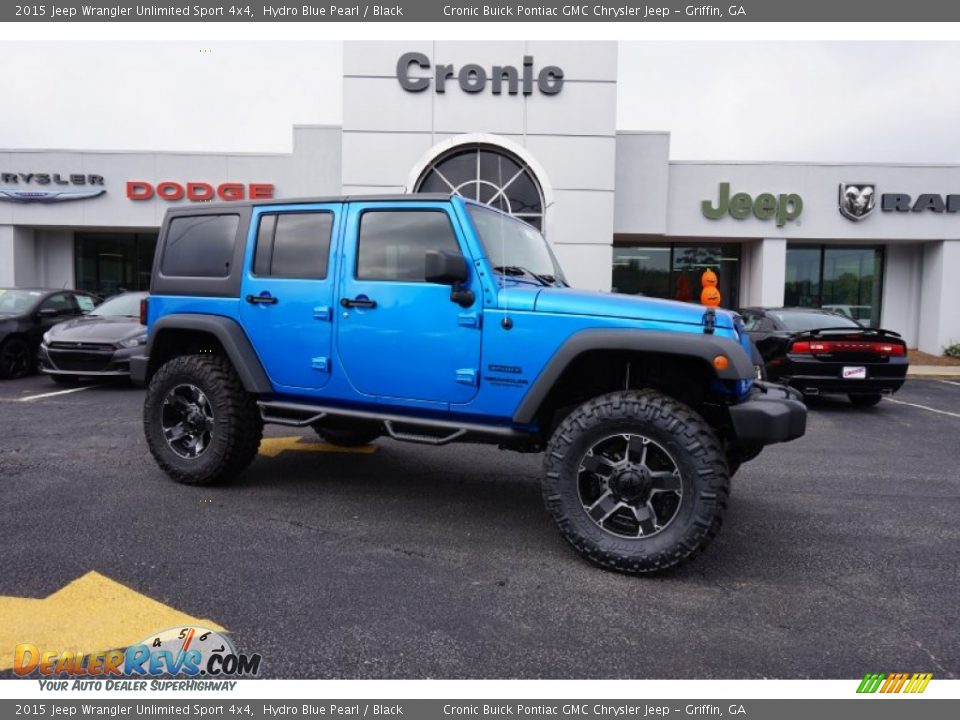 2015 Jeep Wrangler Unlimited Sport 4x4 Hydro Blue Pearl / Black Photo #1