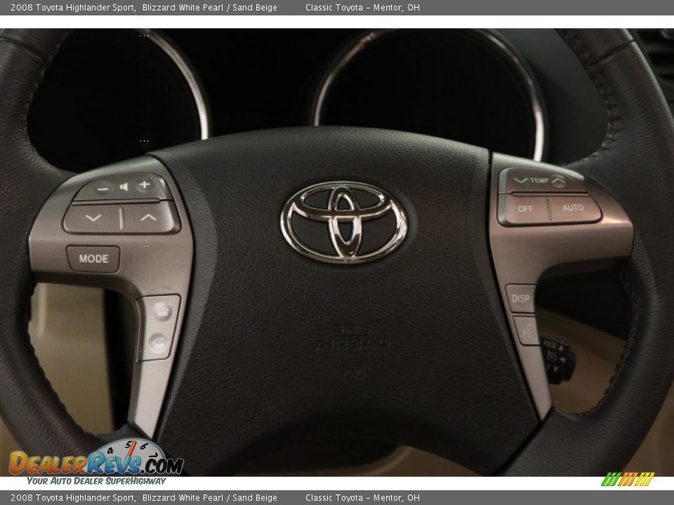 2008 Toyota Highlander Sport Blizzard White Pearl / Sand Beige Photo #6