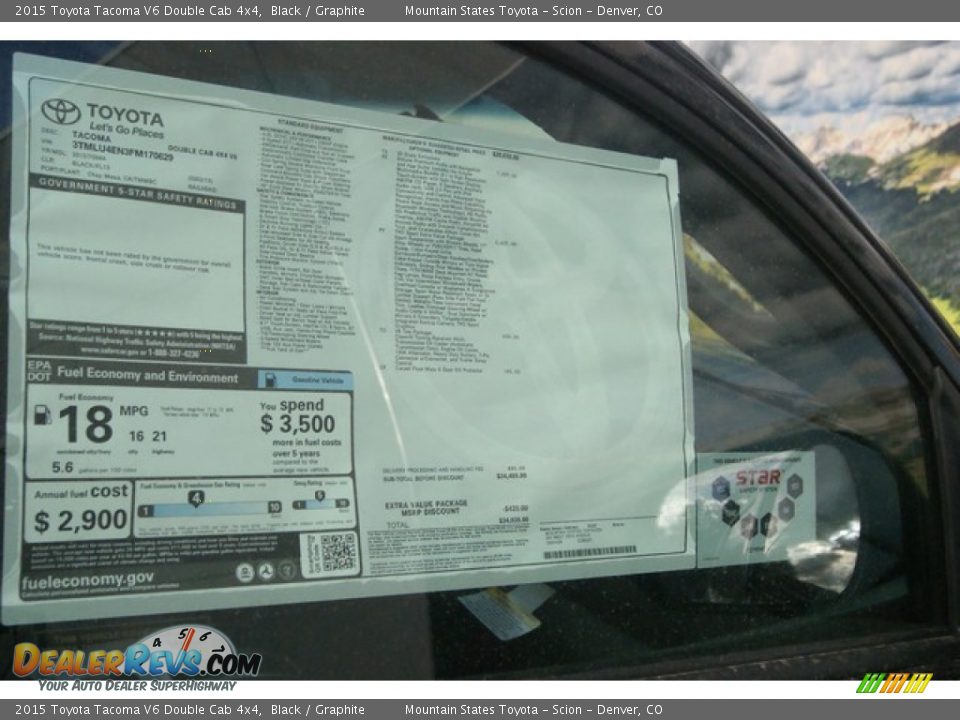 2015 Toyota Tacoma V6 Double Cab 4x4 Black / Graphite Photo #10