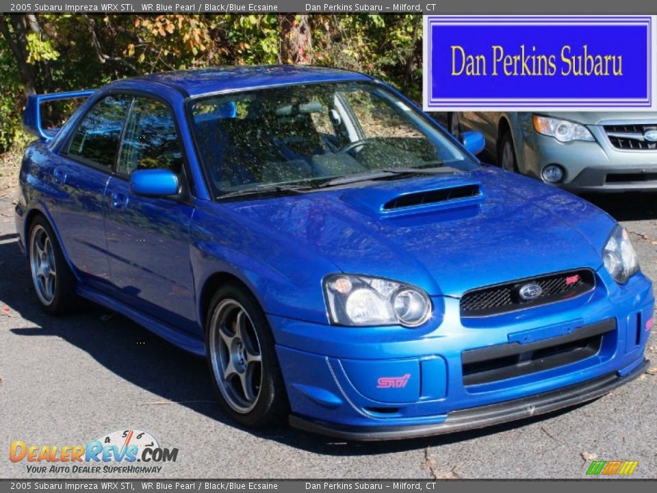 2005 Subaru Impreza WRX STi WR Blue Pearl / Black/Blue Ecsaine Photo #1
