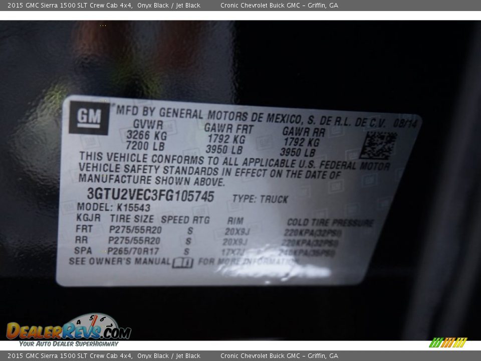 2015 GMC Sierra 1500 SLT Crew Cab 4x4 Onyx Black / Jet Black Photo #16