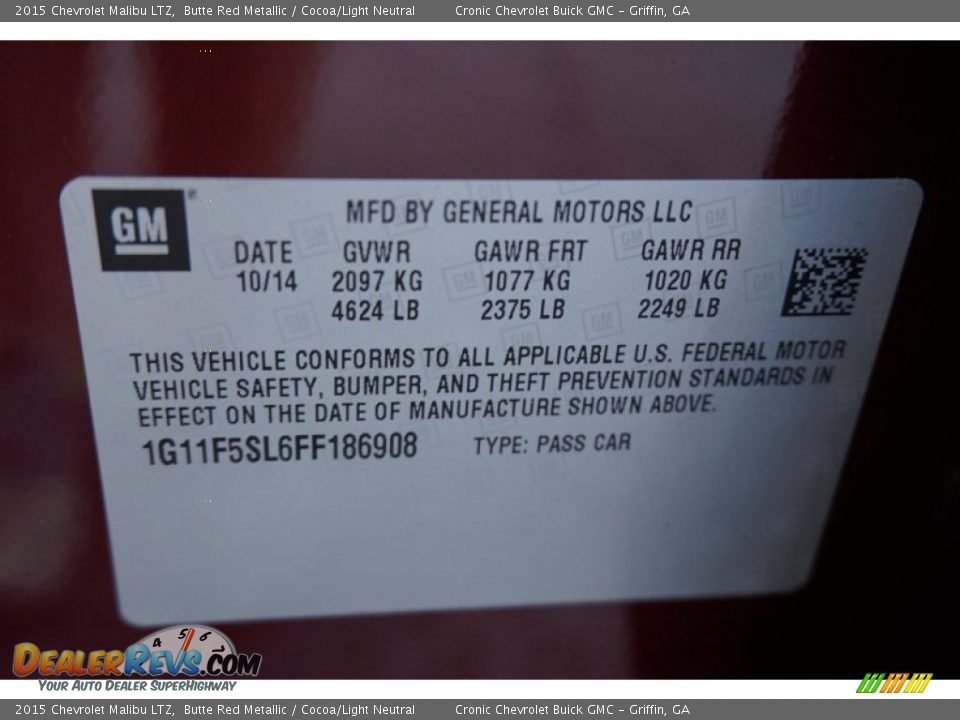 2015 Chevrolet Malibu LTZ Butte Red Metallic / Cocoa/Light Neutral Photo #17