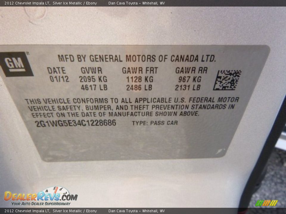 2012 Chevrolet Impala LT Silver Ice Metallic / Ebony Photo #19