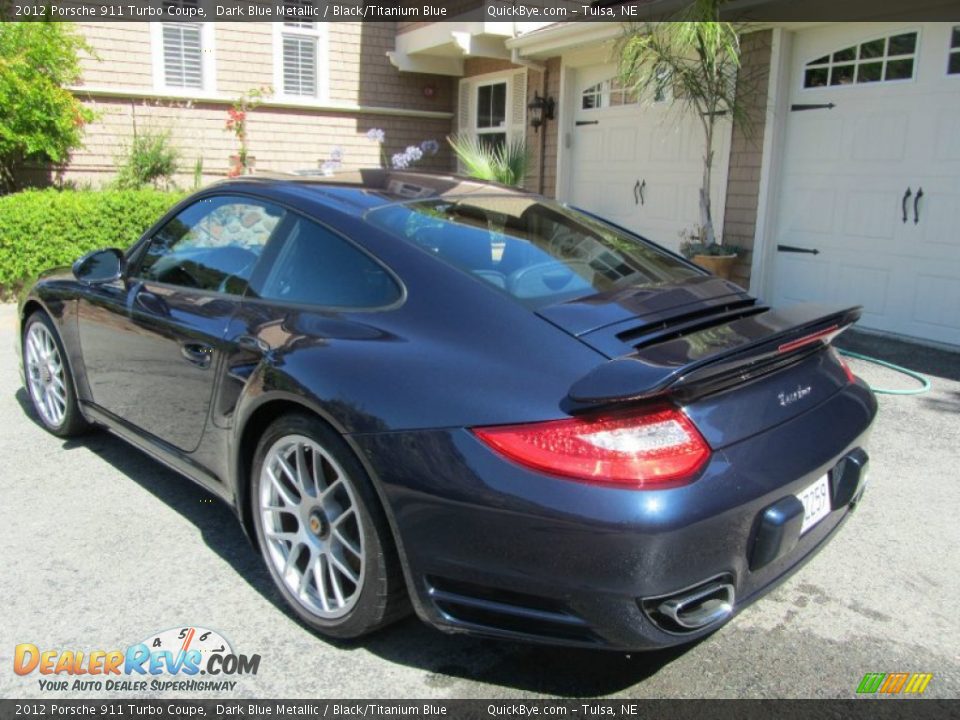 2012 Porsche 911 Turbo Coupe Dark Blue Metallic / Black/Titanium Blue Photo #9