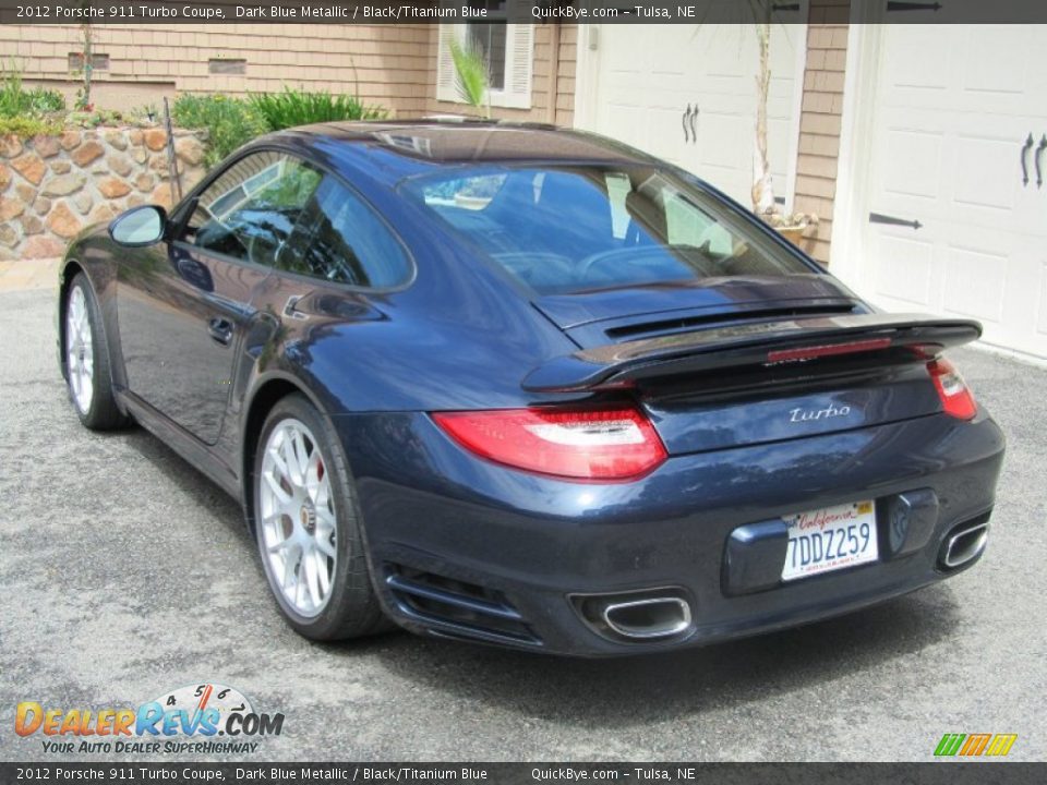 2012 Porsche 911 Turbo Coupe Dark Blue Metallic / Black/Titanium Blue Photo #10