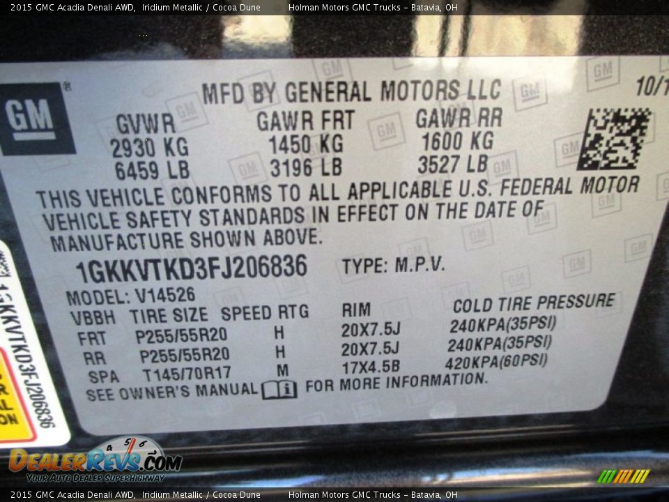 2015 GMC Acadia Denali AWD Iridium Metallic / Cocoa Dune Photo #5