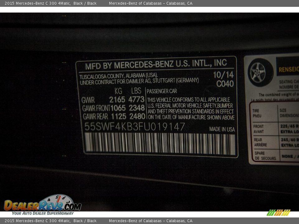 2015 Mercedes-Benz C 300 4Matic Black / Black Photo #7