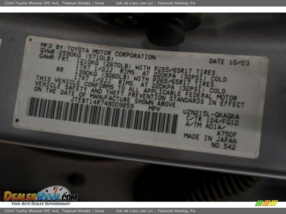 2004 Toyota 4Runner SR5 4x4 Titanium Metallic / Stone Photo #14