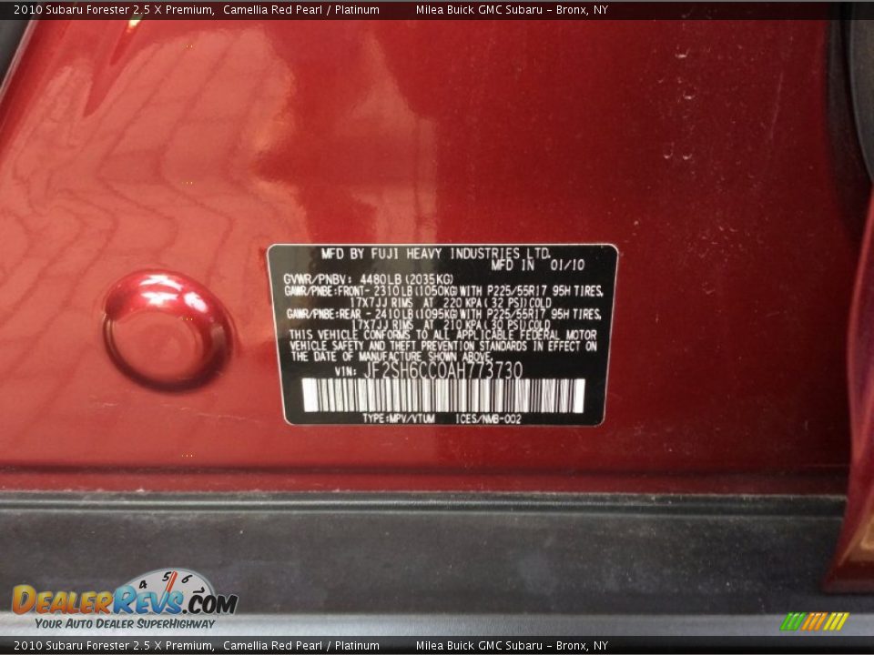 2010 Subaru Forester 2.5 X Premium Camellia Red Pearl / Platinum Photo #16