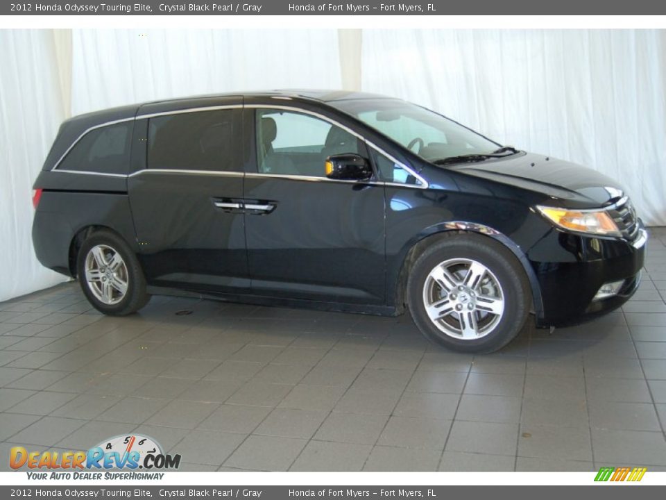 2012 Honda Odyssey Touring Elite Crystal Black Pearl / Gray Photo #6