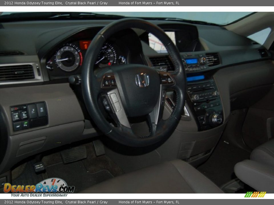 2012 Honda Odyssey Touring Elite Crystal Black Pearl / Gray Photo #13