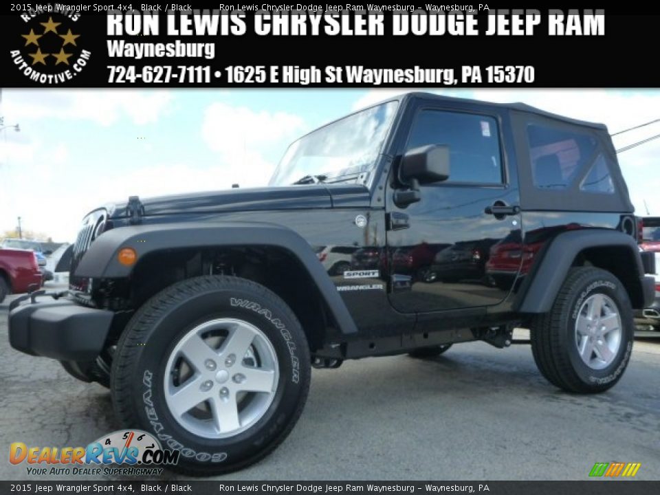 2015 Jeep Wrangler Sport 4x4 Black / Black Photo #1