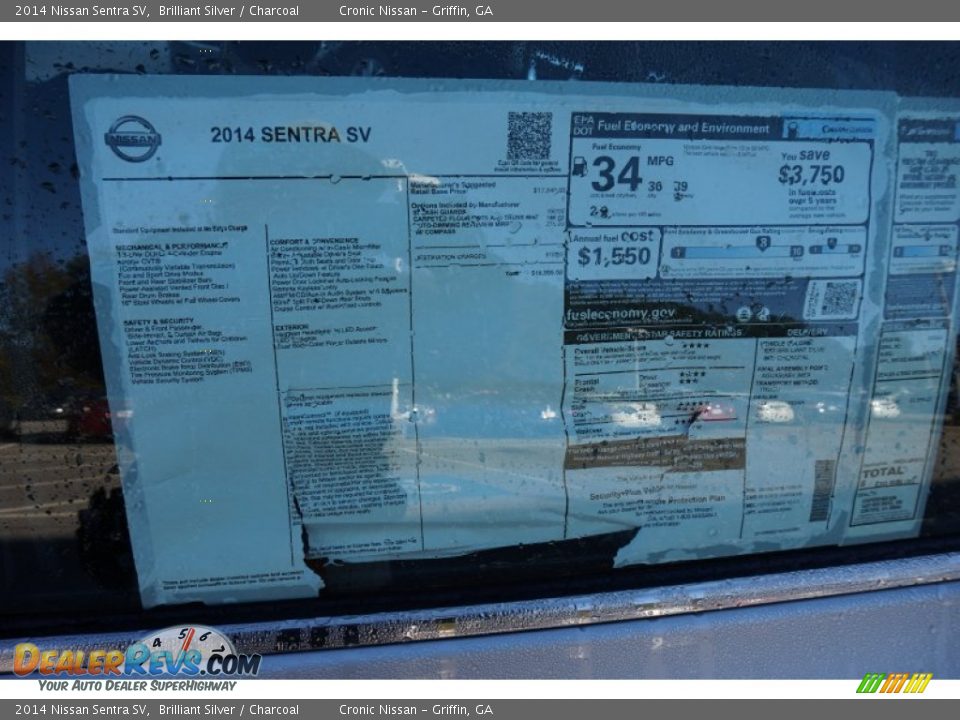 2014 Nissan Sentra SV Window Sticker Photo #13