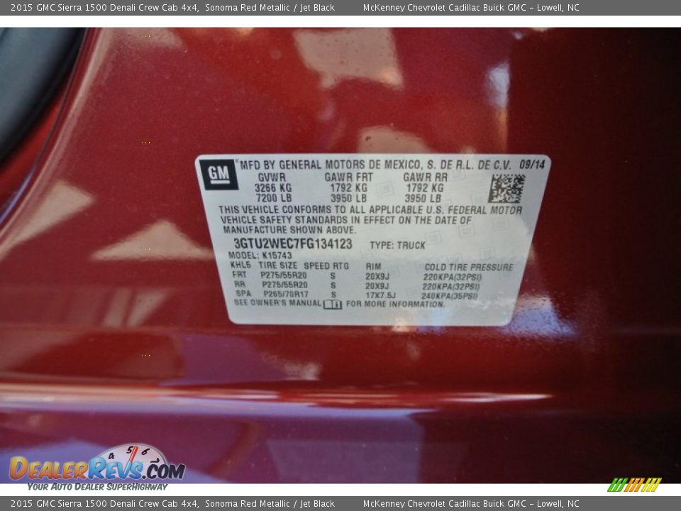 2015 GMC Sierra 1500 Denali Crew Cab 4x4 Sonoma Red Metallic / Jet Black Photo #7