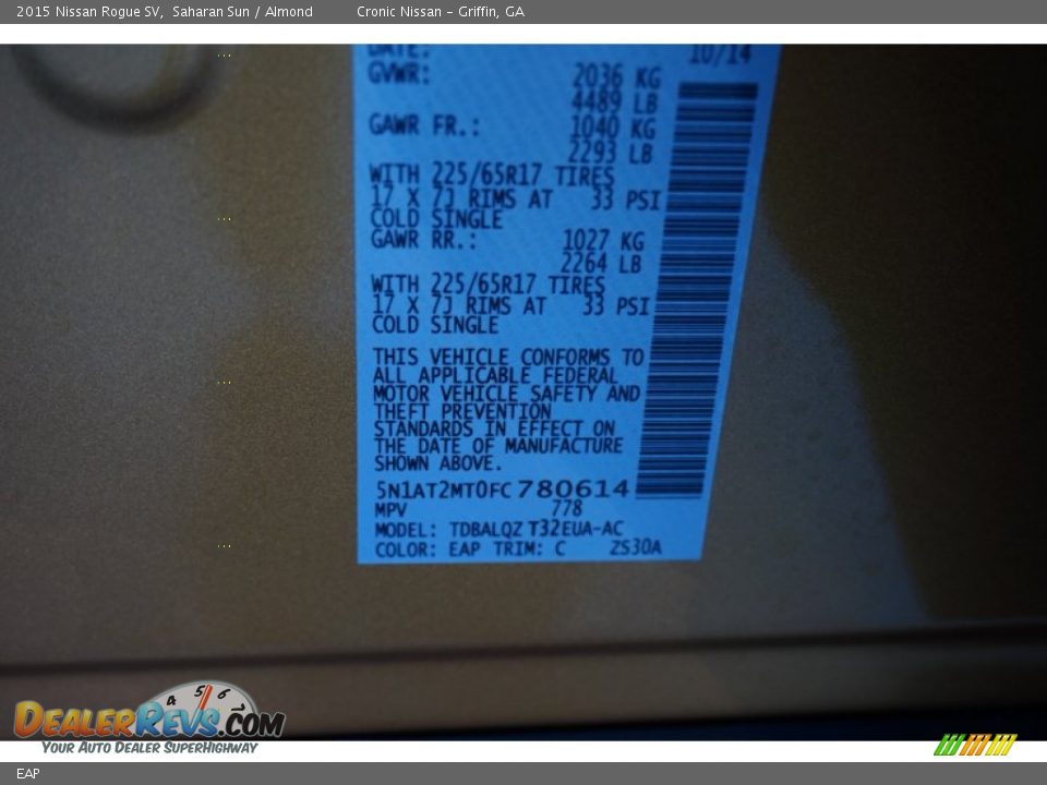 Nissan Color Code EAP Saharan Sun