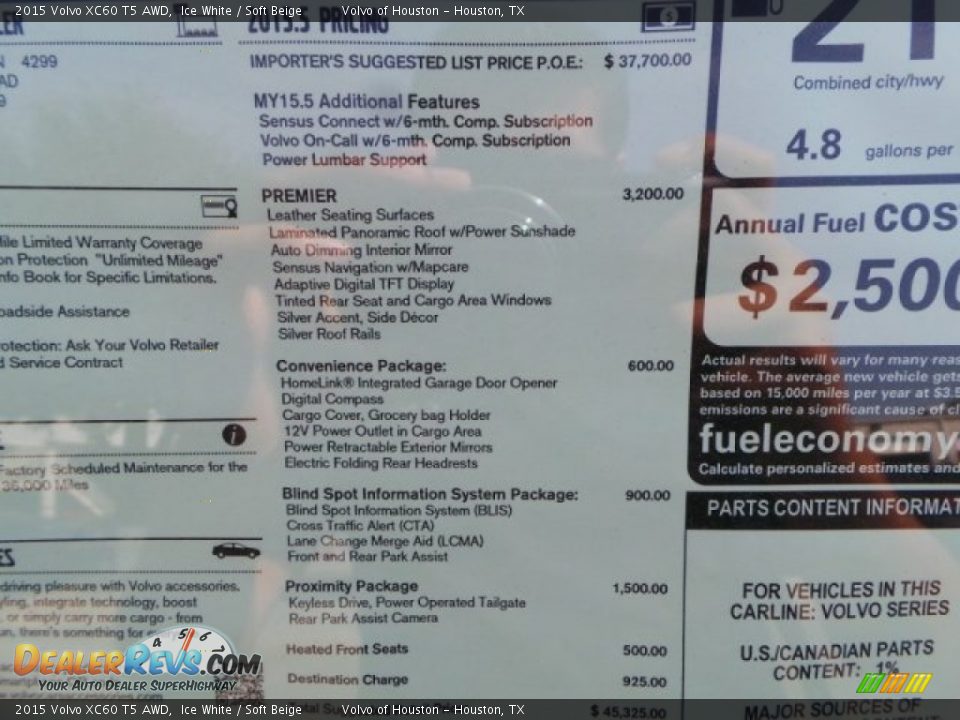 2015 Volvo XC60 T5 AWD Ice White / Soft Beige Photo #32
