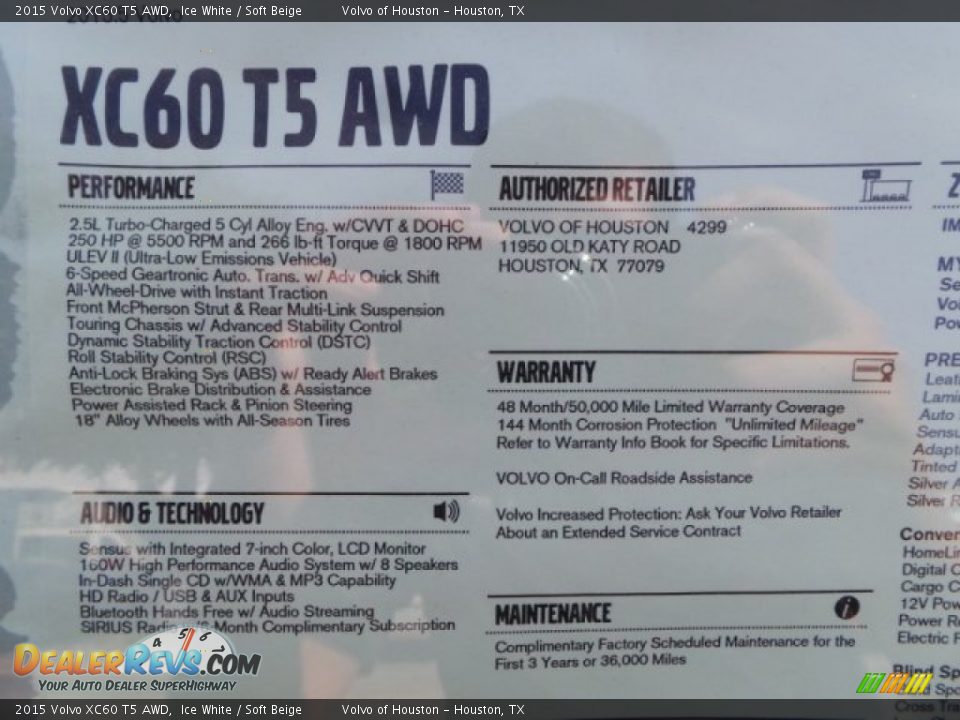 2015 Volvo XC60 T5 AWD Ice White / Soft Beige Photo #33