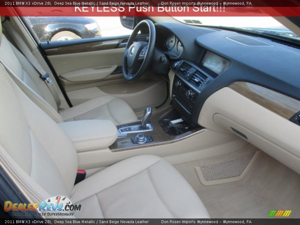 2011 BMW X3 xDrive 28i Deep Sea Blue Metallic / Sand Beige Nevada Leather Photo #6