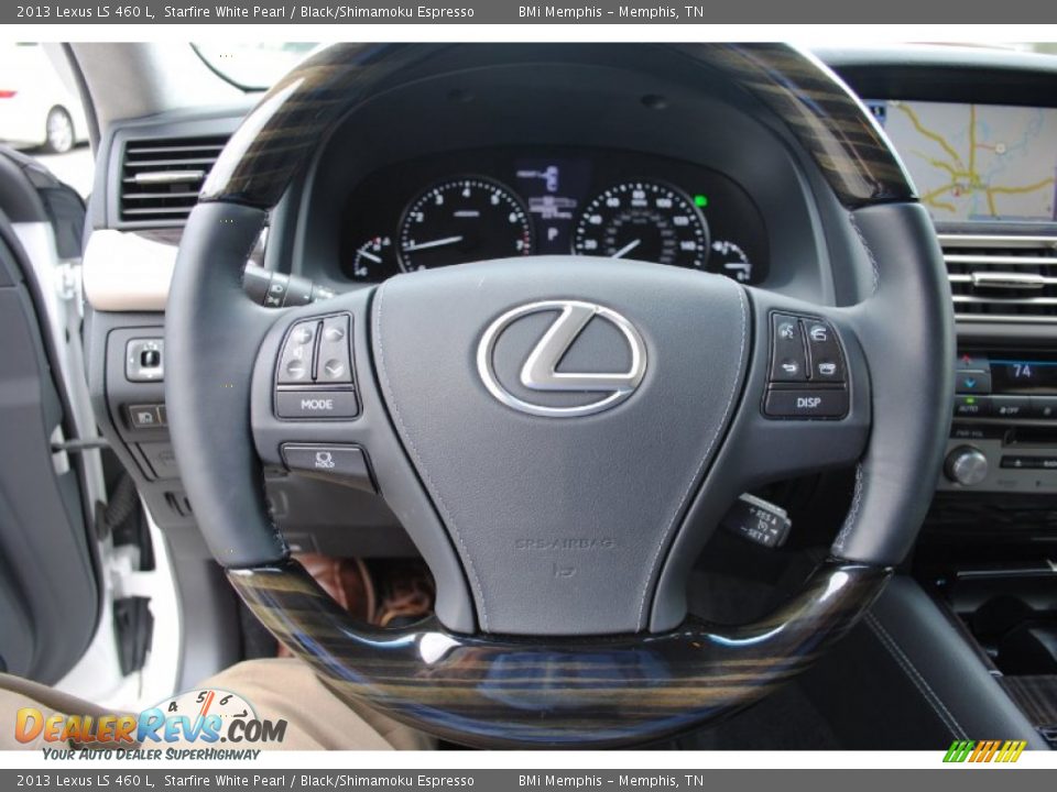2013 Lexus LS 460 L Starfire White Pearl / Black/Shimamoku Espresso Photo #14