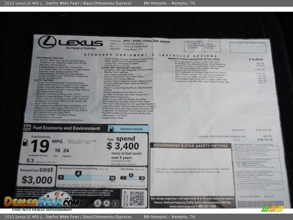 2013 Lexus LS 460 L Starfire White Pearl / Black/Shimamoku Espresso Photo #28