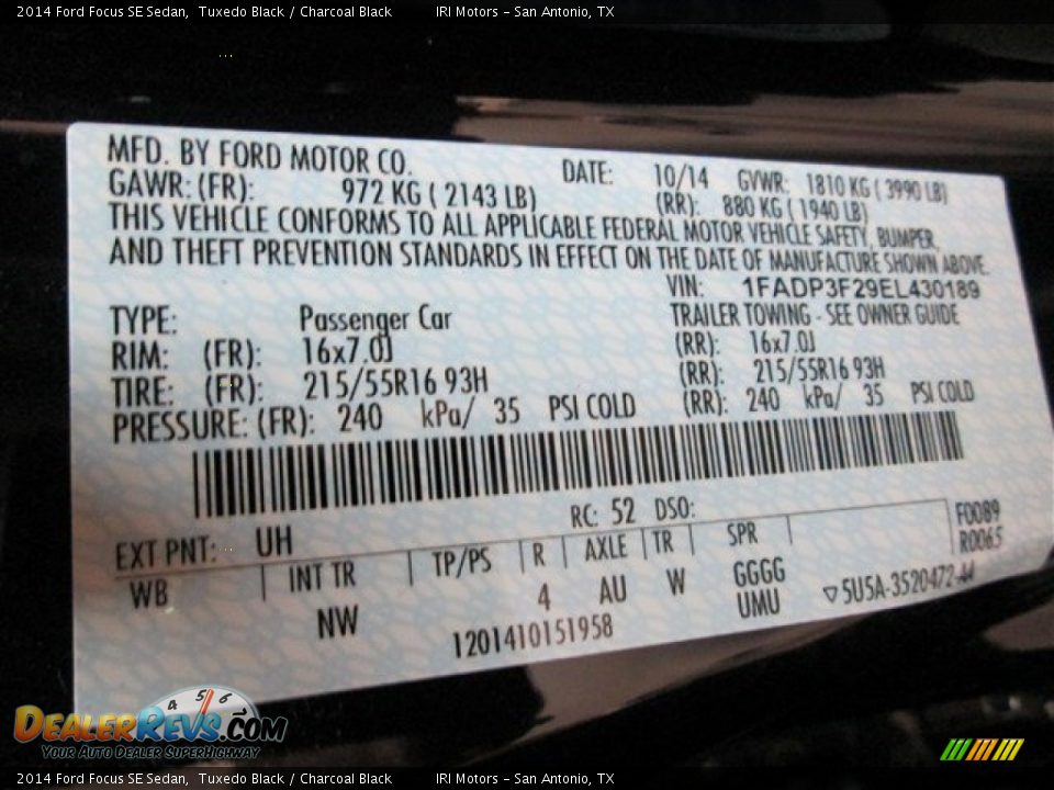 2014 Ford Focus SE Sedan Tuxedo Black / Charcoal Black Photo #14