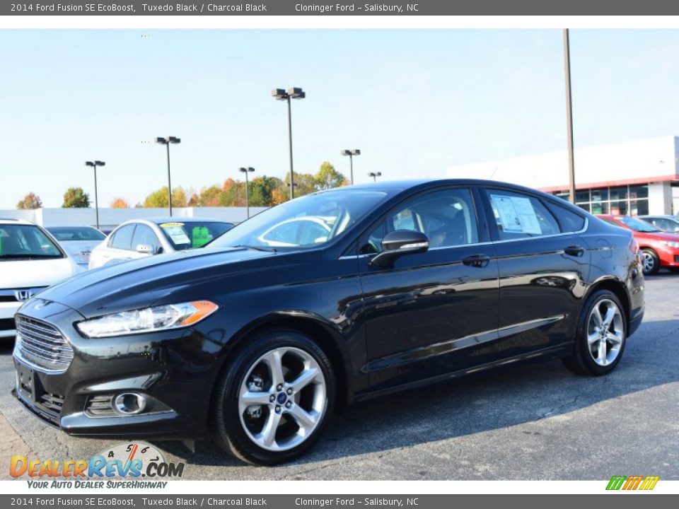 2014 Ford Fusion SE EcoBoost Tuxedo Black / Charcoal Black Photo #7