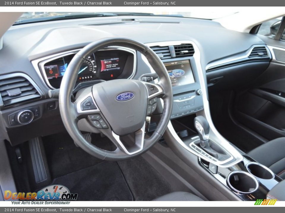2014 Ford Fusion SE EcoBoost Tuxedo Black / Charcoal Black Photo #10