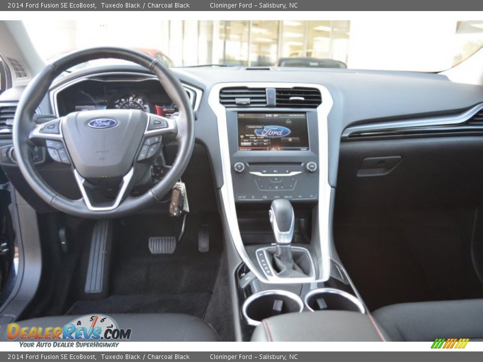 2014 Ford Fusion SE EcoBoost Tuxedo Black / Charcoal Black Photo #11