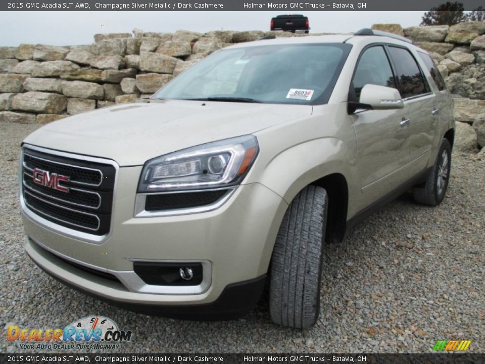 2015 GMC Acadia SLT AWD Champagne Silver Metallic / Dark Cashmere Photo #2