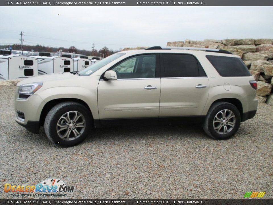 2015 GMC Acadia SLT AWD Champagne Silver Metallic / Dark Cashmere Photo #3