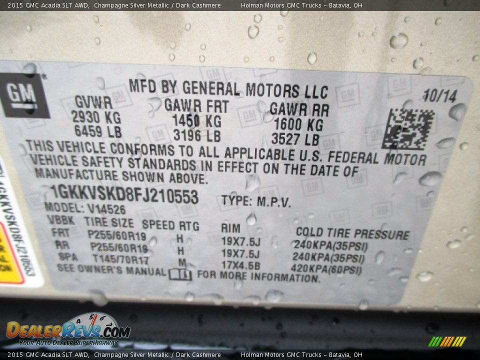 2015 GMC Acadia SLT AWD Champagne Silver Metallic / Dark Cashmere Photo #4